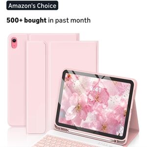 Pink Tablet with Case and Keyboard